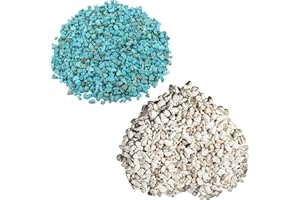 SUNYIK Green Howlite Turquoise/White Howlite Turquoise Chips Stone Crushed Healing Crystal Quartz Rocks Reiki Decoration Irregular Shaped, 0.1"-0.5", 0.5lb, Pack of 2