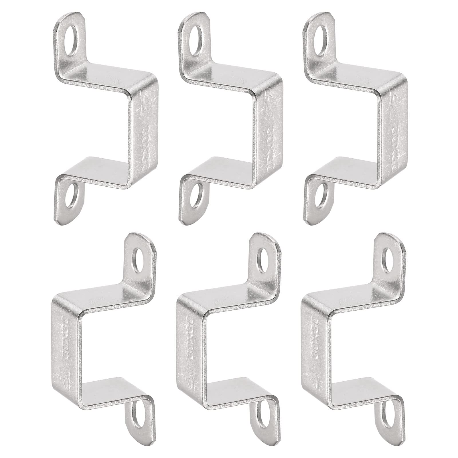 DTGN 28mmx32mm(InnerHxInnerW) U Shaped Strut Connector Bracket - 6Pack - Good for Home Pipe Fixing - 304 Stainless Steel Door Closed Bar Holder