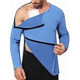 Fleece Lined Men's Post Shoulder Surgery Recovery Shirt Full Snap Tear Away Long Sleeve Chemo Port Access Adaptive Clohting