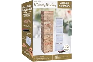 IDEA NOVA Wedding Guest Book Alternative, 72 PCS Wooden Block Guest Book for Wedding Sign In, Reception, Baby Shower, Guestbook for Wedding, Unique Wedding Book w 4 Paper Signs and 4 Color Signing Pens