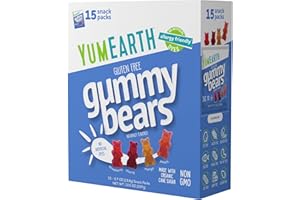 YumEarth Organic Gummy Bears - Fruity Gummy Candy Snack Packs, Gluten Free Snacks for Kids - Allergy Friendly, Non-GMO, No Artificial Dyes - Assorted Flavors, 10.5 oz. (Pack of 15)