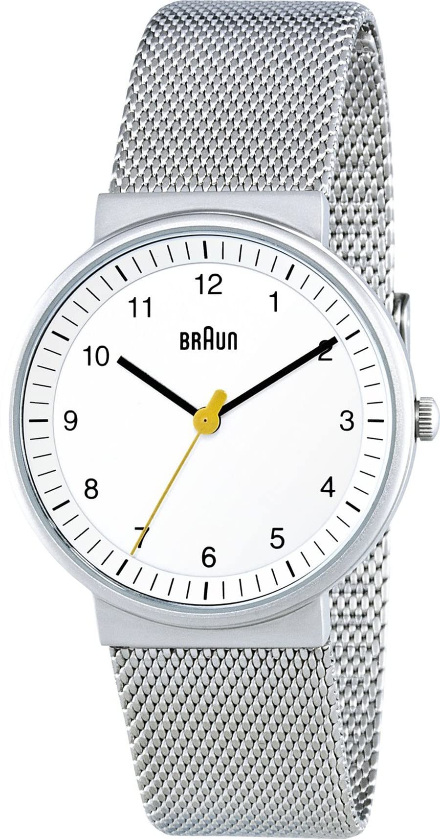 Braun Women's Three Hand Movement Quartz Watch with White Dial and Stainless Steel Mesh Bracelet BN0031WHSLMHL