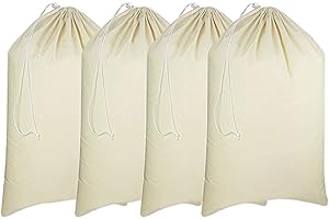 Urban Villa Laundry Bags Canvas Dirty Clothes Travel Laundry Bag Machine Washable|Reusable Hamper Liner Bag for Garments Delicates Lingerie with Drawstring Closure 4 Pack|Size 28 x 36 Inches