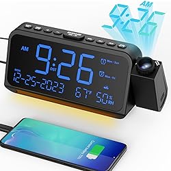 Projection Alarm Clock for Bedroom Ceiling, Digital