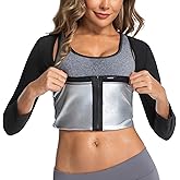 Towintec Sauna Suit for Women Heat Trapping Long Sleeve Sweat Suit Weight Loss Waist Trainer Workout Body Shaper with Zipper