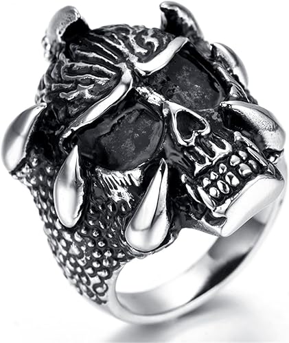 Amazon 男性メンズのビンテージ指リングbeydodoリング11 Mmスカルブラックサイズ8 13ゴシックジュエリー リング 通販