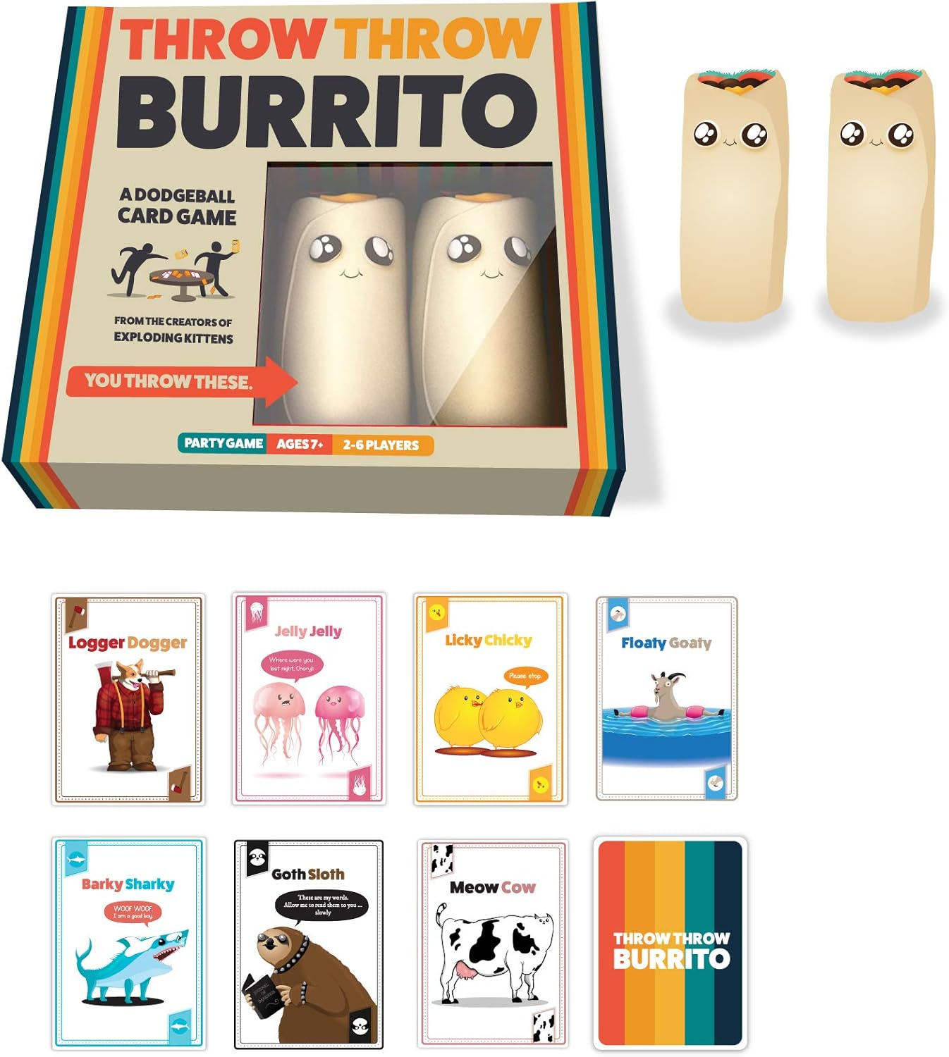 Throw Throw Burrito by Exploding Kittens - A Dodgeball Card Game - Family-Friendly Party Games - Card Games for Adults, Teens & Kids: Toys & Games