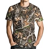 GHUALURU Men's Camo T Shirt Hunting Shirts Short Sleeve Fishing Camouflage Shirt