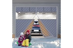ZEIWEO Garage Screen Doors for Winter for 1 car 9 * 7Ft Garage Door Insulation Kit Garage Door Cover Made of Oxford Cloth and Thicken Cotton for Thermal Insulation Soundproof (with Clear PVC Windows)