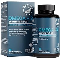 Omega-3 Supreme 1400 mg Wild Alaskan Fish Oil | IFOS Certified EPA DHA, Sustainable, Burpless, Veg Enteric Coated for Absorpt
