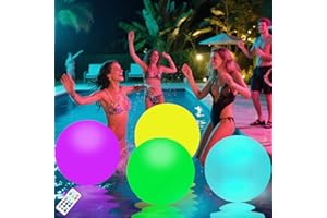 Floating Pool Lights Solar Powered 4 PCS, Inflatable Hangable Rechargeable 16 Colors Changing Pool Ball Light with Remote Con