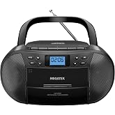 MEGATEK Portable CD/Cassette Player Boombox with Bluetooth &amp; AM/FM Radio | USB Playback, Tape Recording, Clear Stereo Sound, AUX Input, Headphone Jack, Backlit LCD Display, AC/Battery Powered