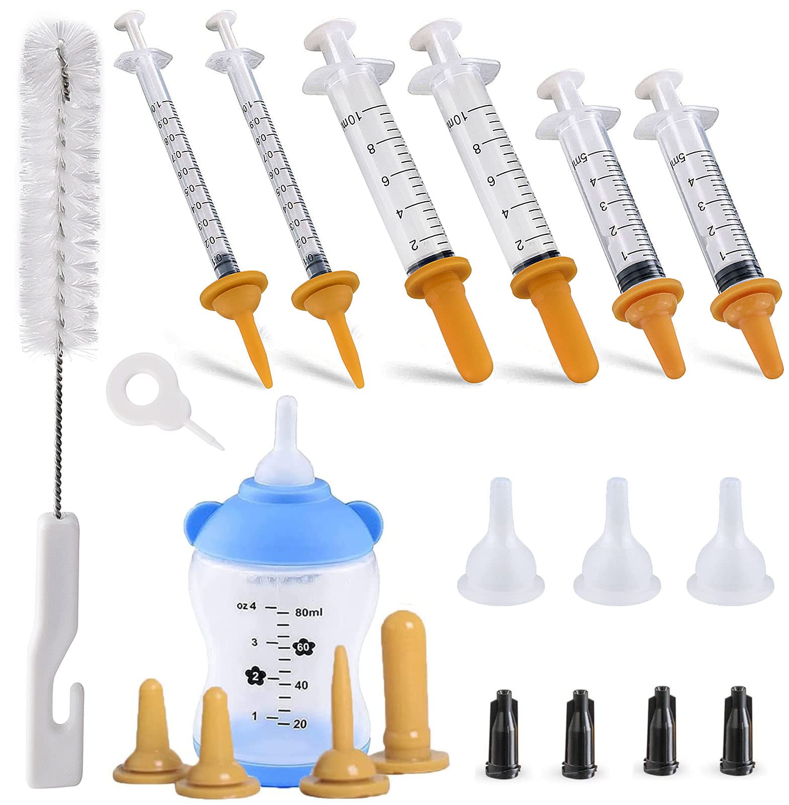 winbarry 21Pack Puppy Feeding Bottles,Puppy Syringe,Kitten Bottle for Puppy Kitten Squirrels and Other Newborn Pets,Puppy Kitten Whelping Kit