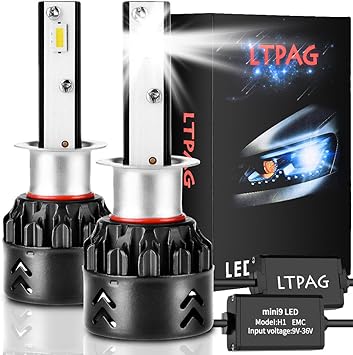 ltpag bombilla h1 led coche 2pcs 72w 12000lm lampara h1 led 12v 24v luces led coche h1 faros reemplazo de halogena y kit xenon h1 blanco 6000k