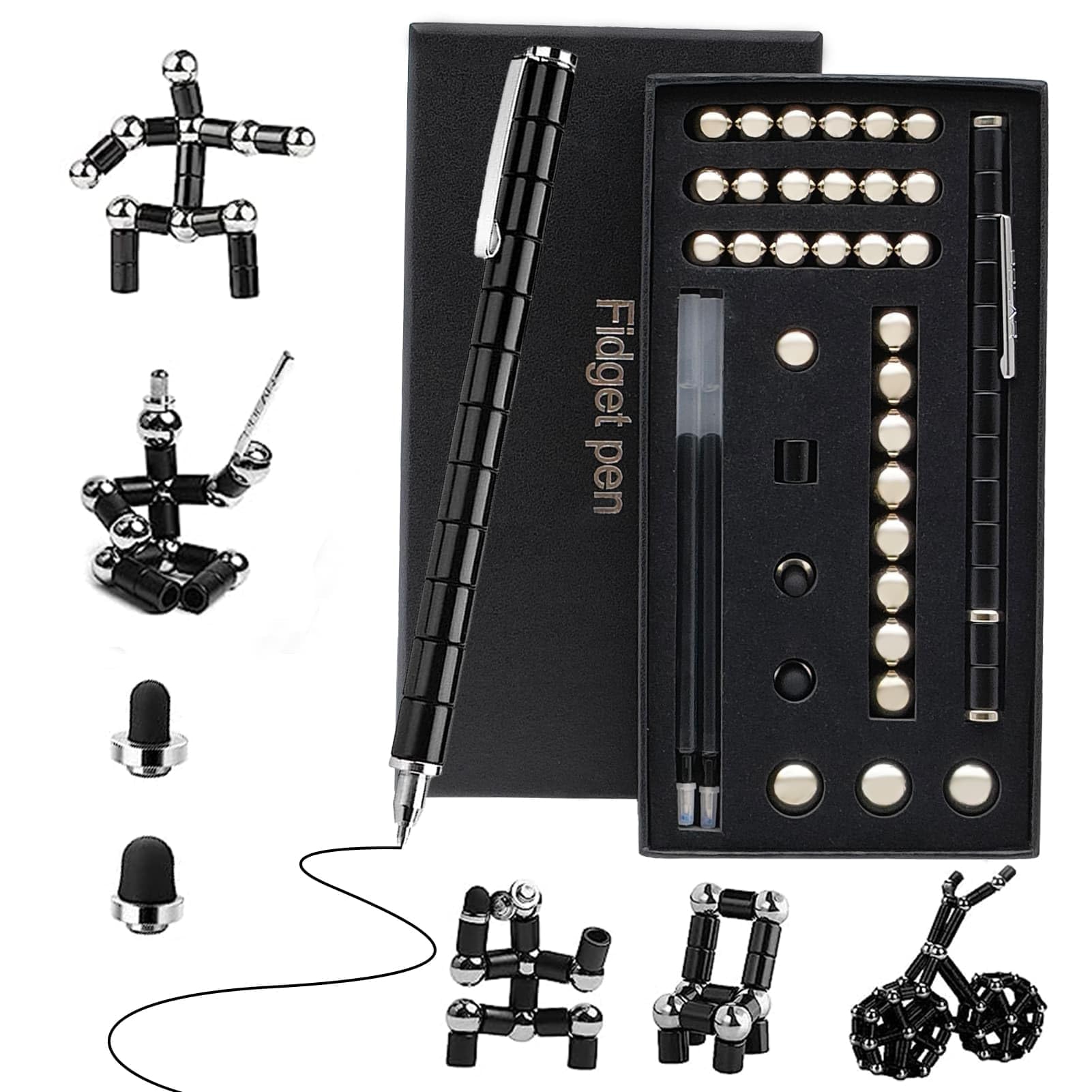 Waksox Fidget Pen Magnetic Pen - Gift for Teenager Boys Girls 8 9 10 11 12 Years Old Magnetic Fidget Pen Decompression Ballpoint Pen