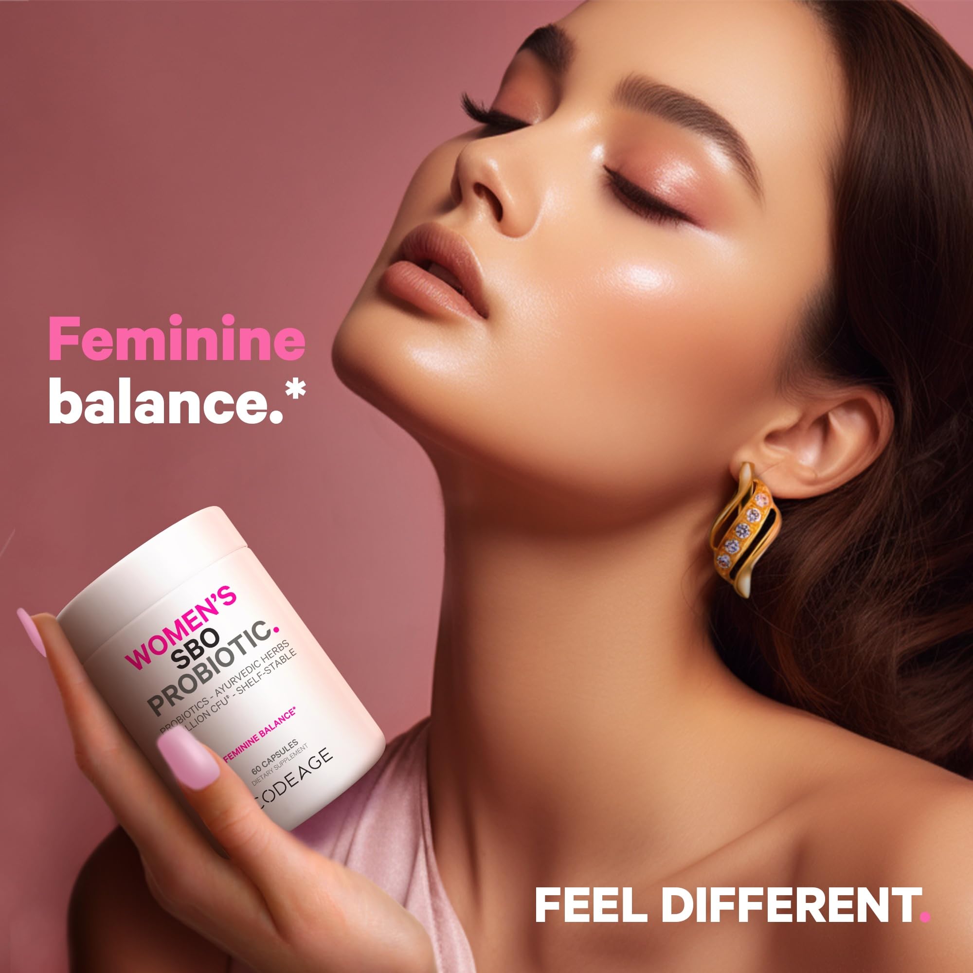 Codeage Women’s Probiotics Supplement - 50 Billion CFUs - SBO Probiotics & Prebiotics - Cranberries - Feminine Health - Fermented Botanical Blend, Whole Food Supplement - Vegan, Non-GMO - 60 Capsules