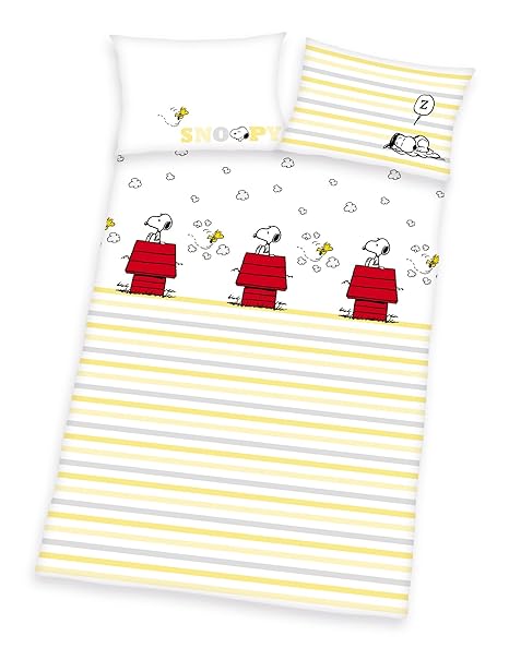 Herding Peanuts SNOOPY Baby BIO Bettwäsche, 40x60 100x135cm, 100% kbA Bio Baumwolle