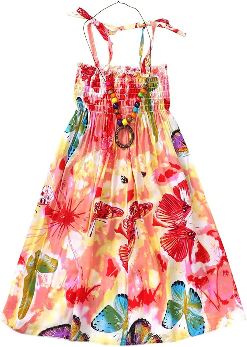 SANGTREE Girls' Women's Summer Sundress Casual Smocked Floral Beach Holiday Dress, 18 Month - XL
