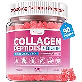 Vazatisi Sugar Free Collagen Gummies for Women & Men with Hydrolyzed Collagen Peptides, Biotin & Vitamin C, Multi Collagen Types I II III V X for Skin Hair Nails Digestive & Immune Health, 90 Count