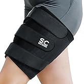 Stone and Clark Thigh Brace Support &ndash; Adjustable Thigh Compression Wrap for Hamstring, Quad &amp; Groin &ndash; Breathable Latex-Free Neoprene Thigh Wrap for Men &amp; Women &ndash; S/M (Fits 16&ndash;21" Mid-Thigh)