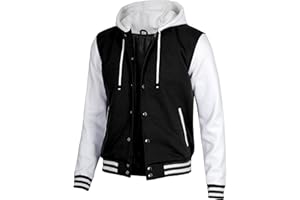 Decrum Hooded Varsity Jacket Men - Fashion Trendy Casual High School Baseball Letterman Mens Hoodie Bomber Jackets