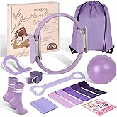 HGKZJSL Home Pilates Essentials Kit for Women,Pilates Equipment Set with 9 Inch Yoga Ball,Figure 8 Resistance Band,Pilates Bands & Accessories,Pilates Ring and Ball Set for Beginners Home Workouts