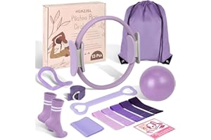 HGKZJSL Home Pilates Essentials Kit for Women,Pilates Equipment Set with 9 Inch Yoga Ball,Figure 8 Resistance Band,Pilates Bands & Accessories,Pilates Ring and Ball Set for Beginners Home Workouts
