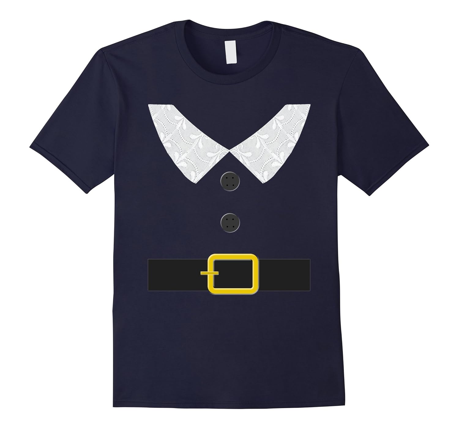 Funny Thanksgiving Pilgrim Outfit T Shirt Collar Belt Button-ANZ