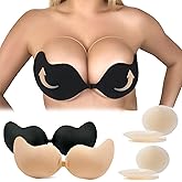 SUWAIS FASHION Sticky Bra Adhesive Bra Backless Reusable,Silicone Bra,Sticky Push-Up Bra & Water Proof Nipple Covers