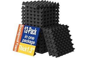 12 Pack 1.5"X12"X12" Sound Proofing Egg Crate Foam Pad(Most Soundproofing Design), Upgraded Foam Padding, Fire-Retardent Sound Proof Panels for Walls, Made by WVOVW