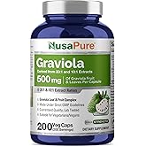 Graviola, Vegan, 500mg, 200 Veggie Capsules - 200 Servings | Herbal Formula, Annona Muricata Fruit &amp; Leaf Extract, Suitable for Adults, Manufactured in a cGMP Registered Facility USA