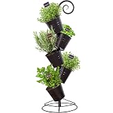 Esterno Hanging Flower Pot Tiered Stand (Black), Metal Outdoor Stacking Planter
