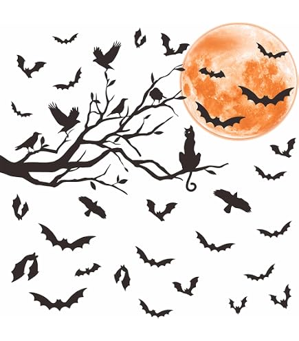 Mozamy Creative Crow Wall Decals - Black Vinyl Peel And Stick Halloween Decorations (50 Pieces) - View #12