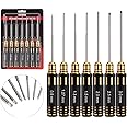 INJORA RC Hex Screw Driver Set-7PCS Car Tool Kit 0.9, 1.27, 1.3, 1.5, 2.0, 2.5, 3.0mm Hexagon Allen Screwdriver Wrenches Sets, Repair for Model Helicopter Drone Boat Car,(Tool-LSD39)