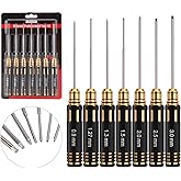 INJORA RC Hex Screw Driver Set-7PCS Car Tool Kit 0.9, 1.27, 1.3, 1.5, 2.0, 2.5, 3.0mm Hexagon Allen Screwdriver Wrenches Sets, Repair for Model Helicopter Drone Boat Car,(Tool-LSD39)
