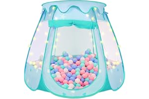 ZUOSEN Princess Tent for Kids, Ball Pits for Toddlers 1-3 with Star Light, Girl Toys, 1/2/3 Year Old Girl Gifts, Toys for Girls with Carrying Bag, Indoor & Outdoor Play Tent, 49'' X 33'' (DxH) (D-Lake Blue)