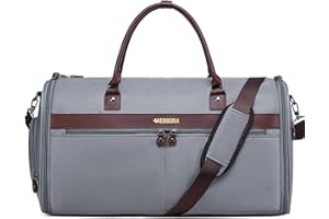VESSGRA Garment Bags for Travel, Convertible Travel Garment Duffle Bag, Carry On Garment Bag for Men Women with Shoes Compartment, 2 in 1 Suit Bag Travel Duffel Bag with Detachable Shoulder Strap-Grey