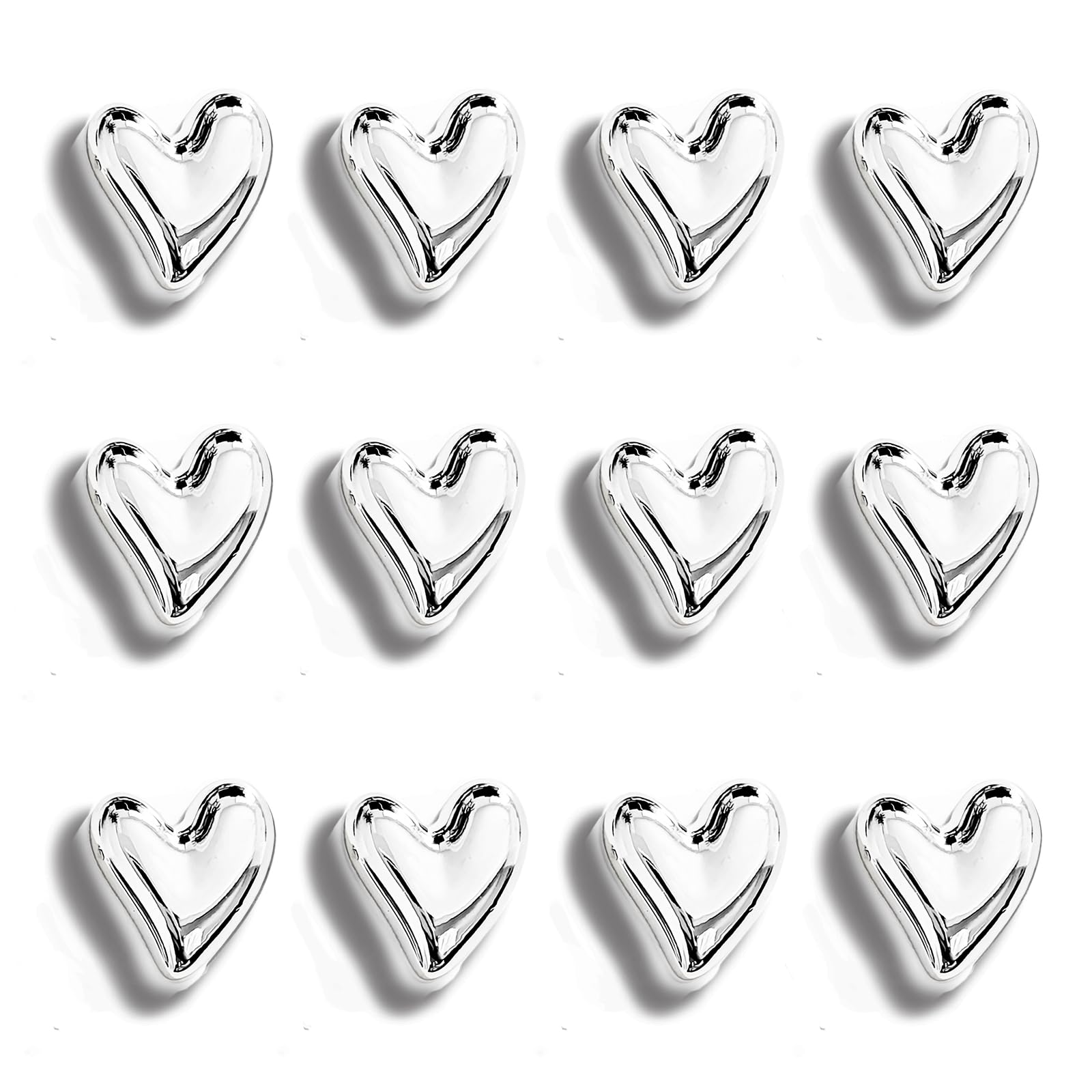 Photo 1 of Janvelle 12PCS Refrigerator Magnets Silver Magnets for Fridge 0.83in Small Love Heart Cute Chrome Decorative Magnet Set for Home Kitchen Office Whiteboard Decor