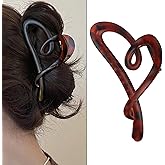 Valentine Hair Clips for Women, Brown Heart Shape Hair Claw Clips for Thick Thin Hair, French Romantic Strong Hold Hair Heart Shape, Valentine Hair Accessories Cute Hair Clips