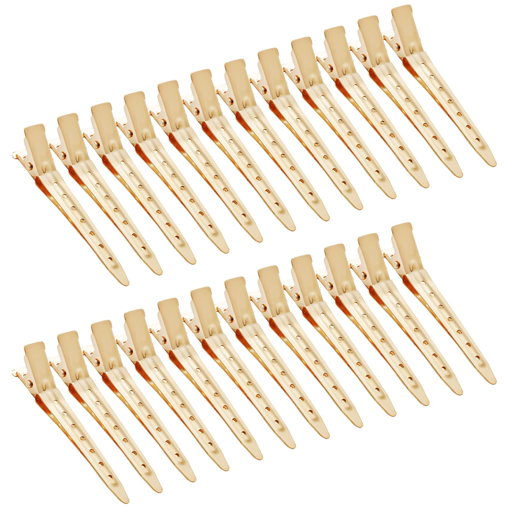 Photo 1 of 24 Packs Duck Bill Clips, Bantoye 2.75 Inches Rustproof Metal Alligator Curl Clips with Holes for Hair Styling, Hair Coloring, Gold