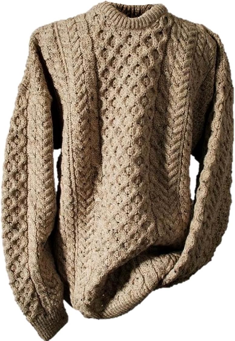 Classico Maglione Irlandese Aran Craft 100 Pura Lana Merino Vergine, TagliaL Amazon.it