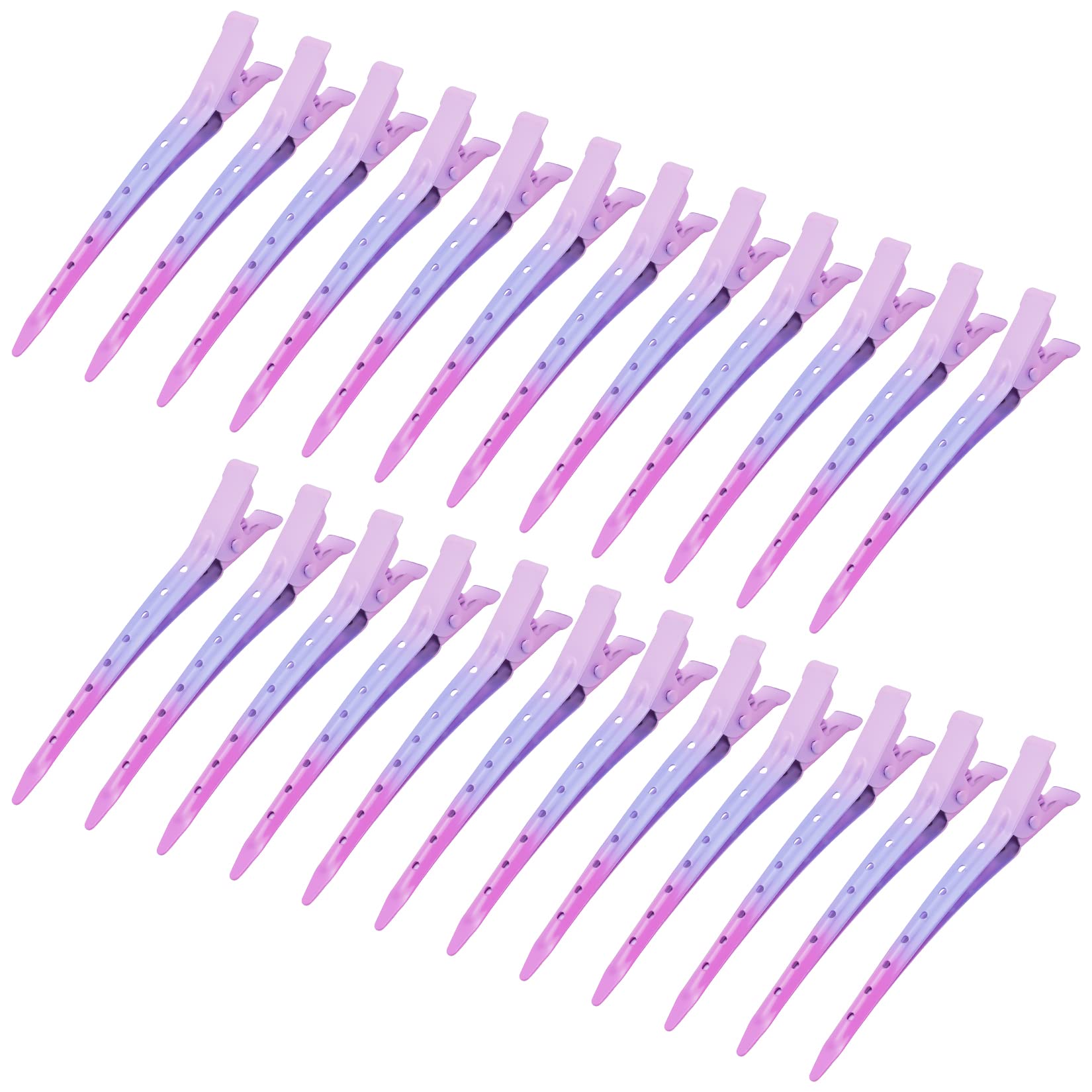 Photo 1 of 24 Packs Duck Bill Clips, Bantoye 3.35 Inches Rustproof Metal Alligator Curl Clips with Holes for Hair Styling, Hair Coloring, Gradient Pink