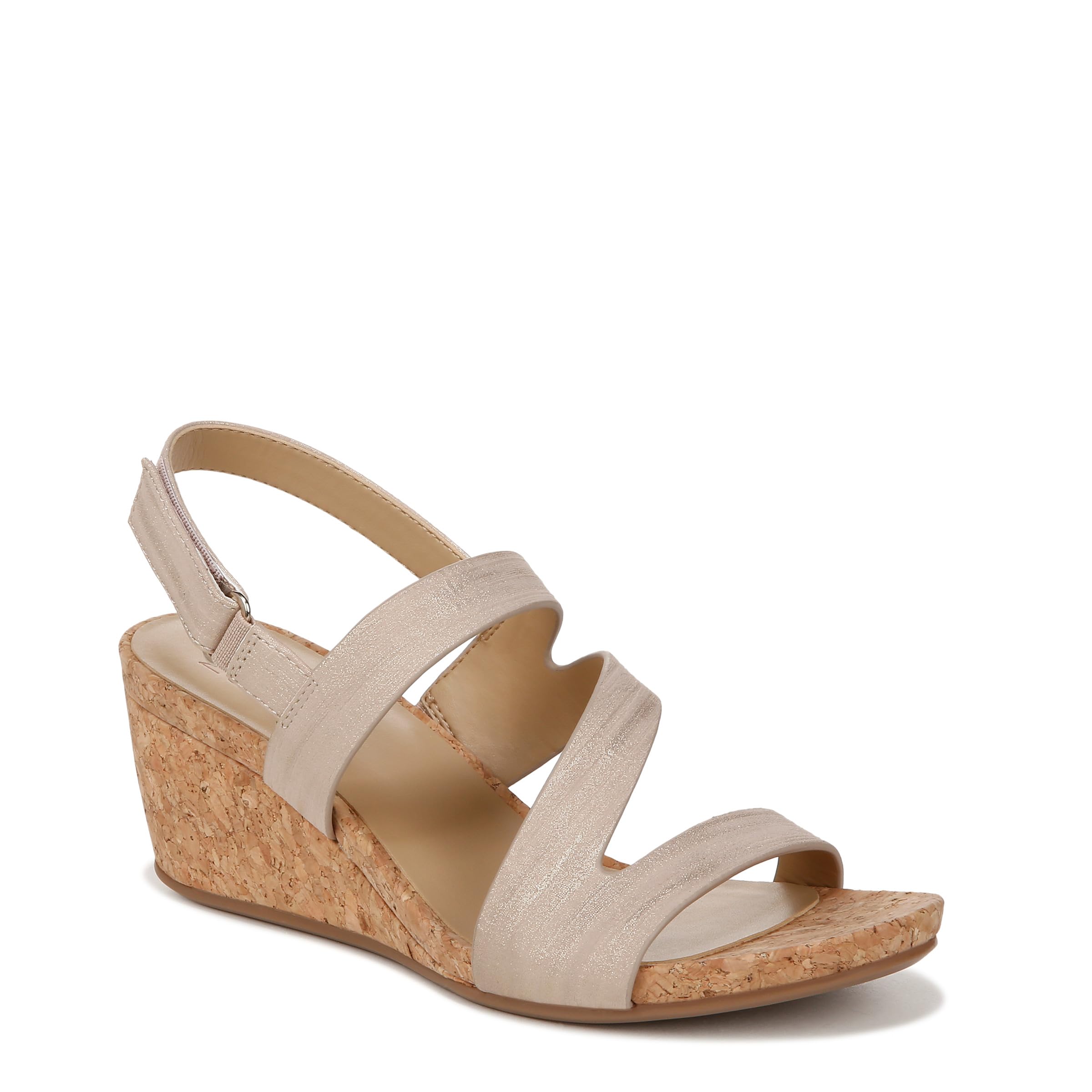 Naturalizer Womens Adria Strappy Wedge Sandals Fawn Beige Smooth 9 M