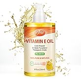 Pjordo 100% Pure Vitamin E Oil, 70,000 IU Organic Vitamin E for Scars, Skin, Face, Nails & Hair, Cold-Pressed Body Oil Nourishes & Moisturizes All Skin Types for Improving Skin Texture