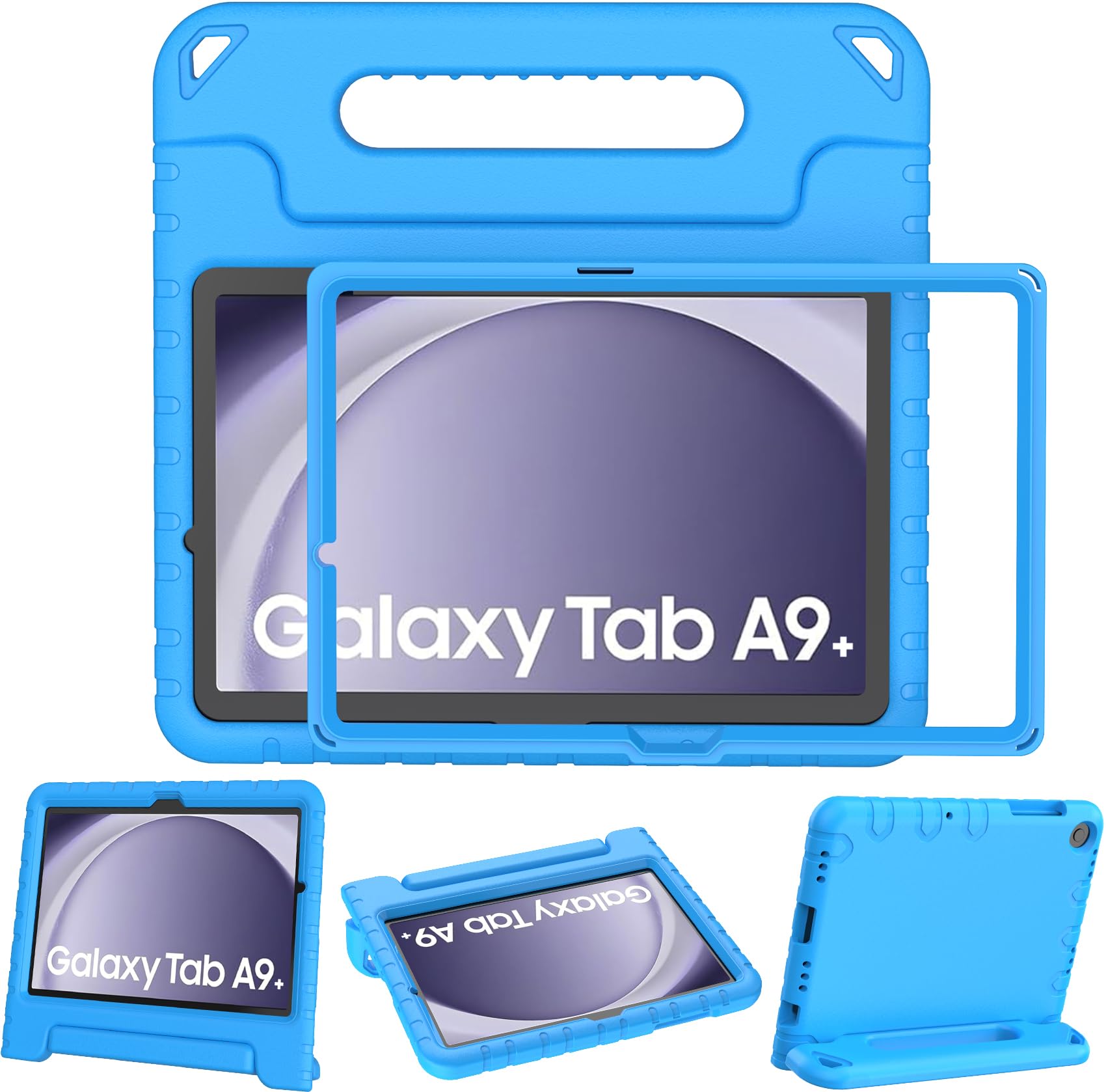 Photo 1 of LTROP Kids Case for Samsung Galaxy Tab A9+ Plus 2023 (SM-X210/X216/X218) 11 Inch, Built-in Screen Protector, Shockproof Convertible Handle Stand Galaxy Tab A9 Plus Case Cover, Blue