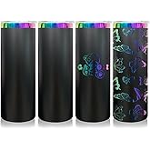 FunTrans 20 oz Skinny Tumblers Stainless Steel Tumbler with Lid and Straw Double Wall Vacuum Insulated Coffee Mug 20oz Powder Coated Cup for Hot and Cold Drinks(Black,4 pack)