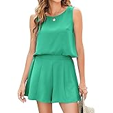 ROYLAMP 2025 Women's Summer 2 Piece Outfits Tank Sleeveless Crop Tops Culottes Shorts Sets Casual Beach Rompers