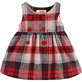 Mud Kingdom Little Girls Sleeveless Dress Plaid Faux Wool Holiday Merry Christmas Loose Fit Cute Bow