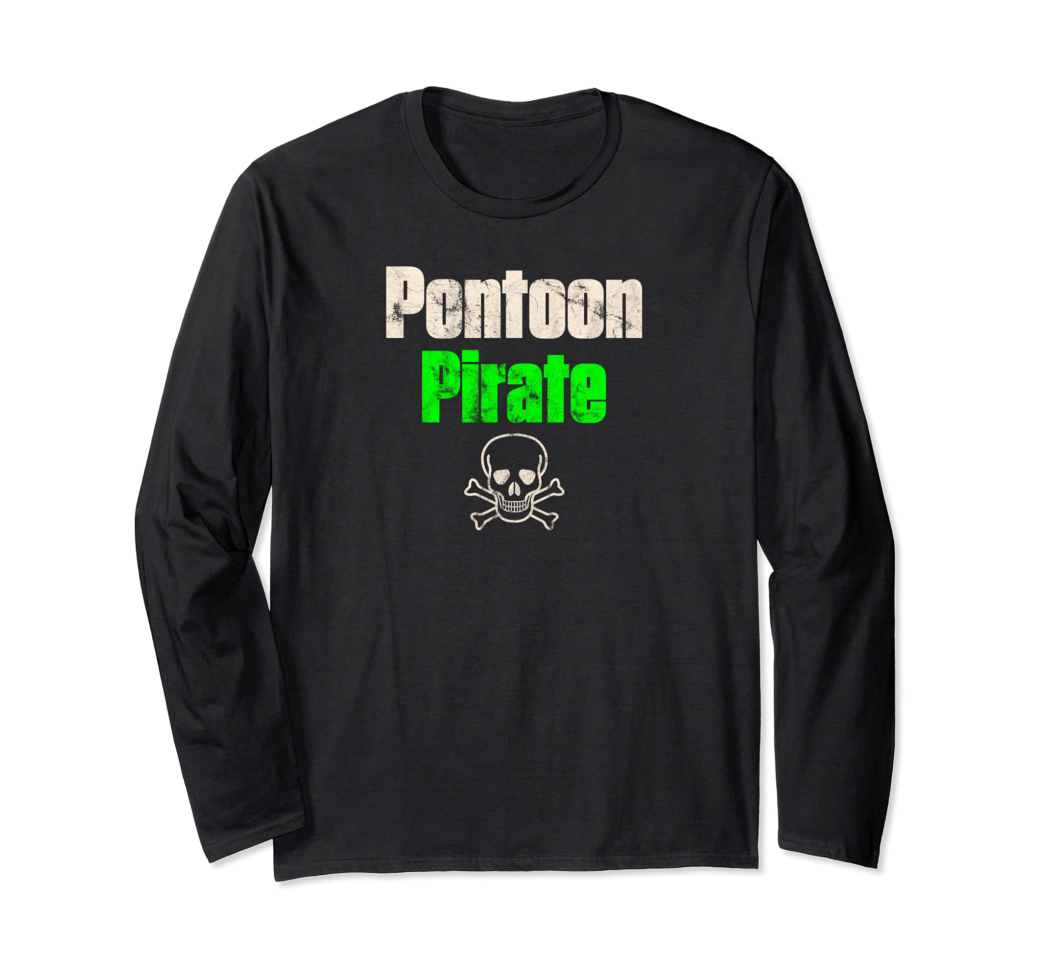 Pontoon Boat Pirate Retro Vintage Long Sleeve T-Shirt