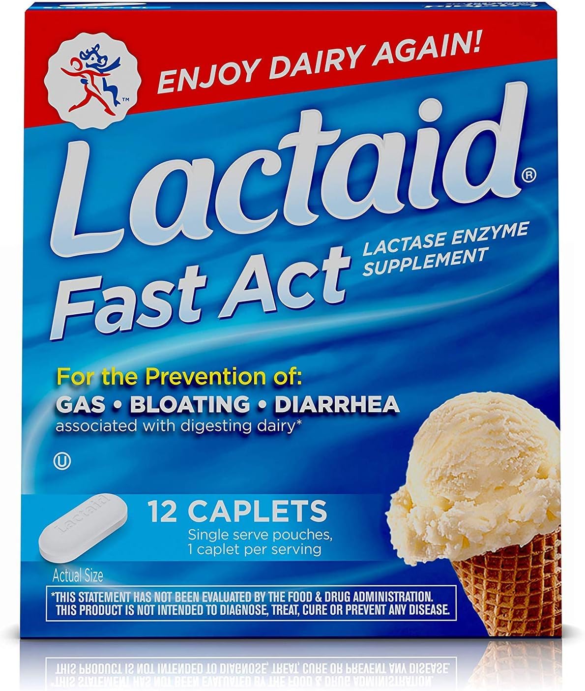 Lactaid Fast Act Caplets - 12 ea., Pack of 3: Health & Personal Care